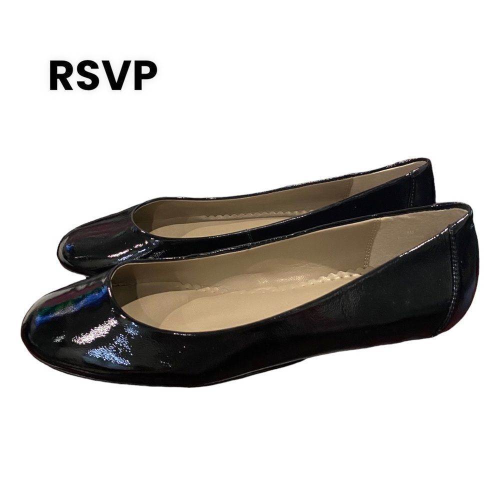 NEW in Box RSVP Women's Black Shiny Slip On Flats 8